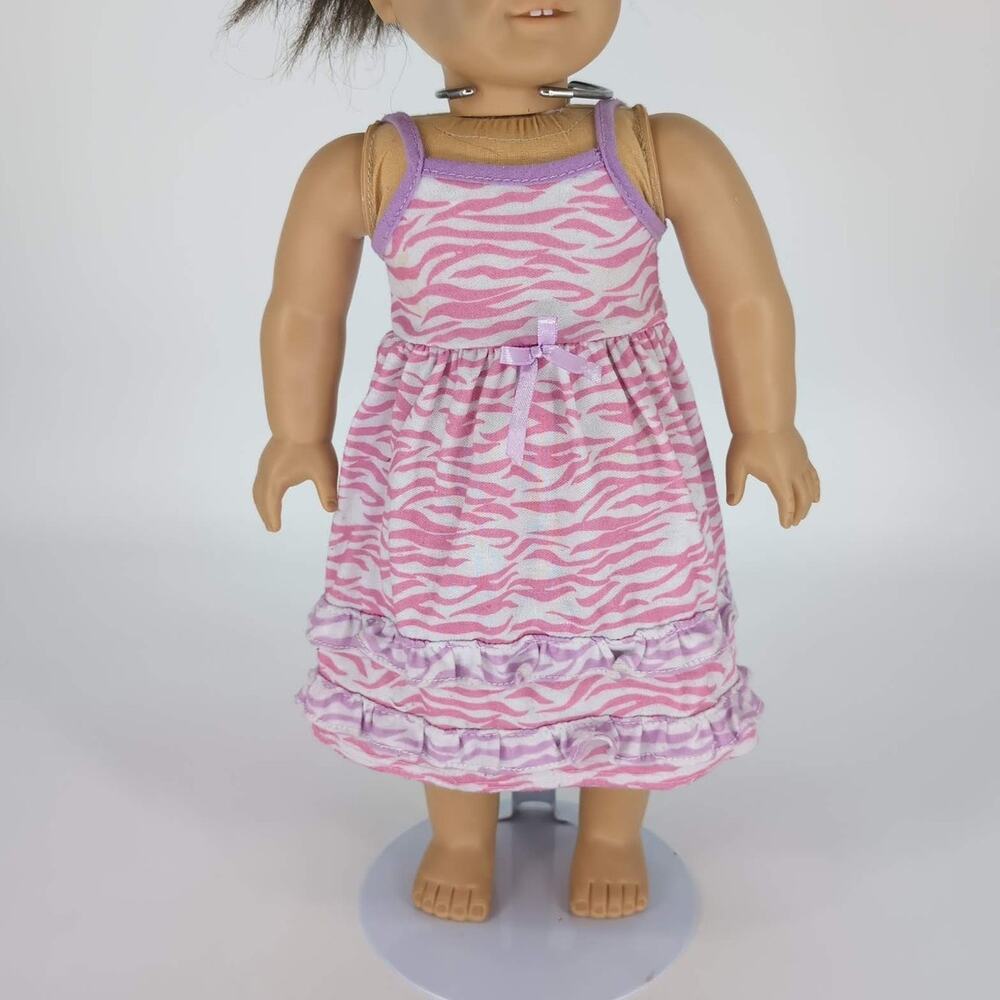 Unbranded Pink White & Lilac Doll Ruffled Sun Dress w Straps for 18" Dolls - GUC